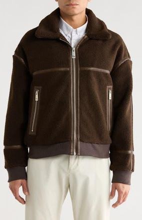 Noize Faux Leather Trim Bomber Jacket in Brown at Nordstrom Rack, Size Xx-Large