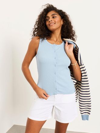 Fat Face FatFace Rosa Pale Blue Button Ribbed Vest