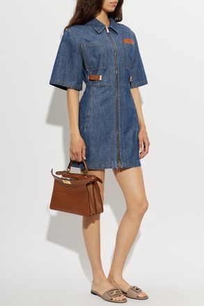 Fendi Short Dress With Pockets, Womens, Blue