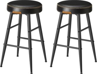 Vasagle 2 taburetes de bar con altura de 63 cm de cuero sint&eacute;tico negro