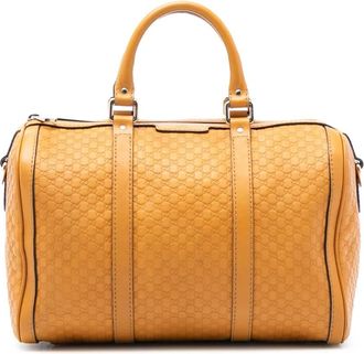 Gucci Pre-owned Handbags, female, Yellow, Size: ONE SIZE Pre-owned Leather Micro Guccissima Duffle Bag