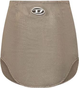 Diesel Beige Golden Logo Skirt