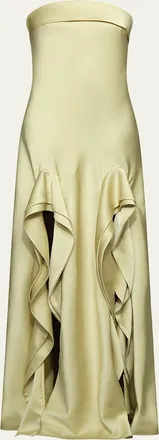 Et Ochs Vernon Strapless Draped Side-Slit Gown