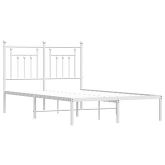 Berkfield Home Metal Bed Frame with Headboard White 120x190 cm Small Double