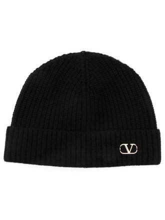 Valentino Garavani Black VLogo Signature Beanies Hat