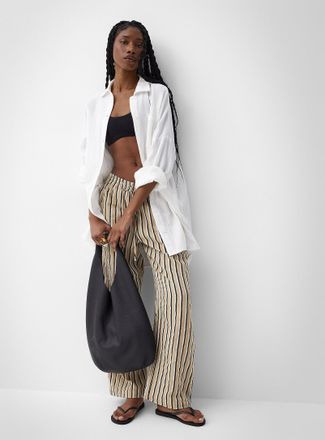 Ichi Womens Elastic waist lightweight wide-leg pant