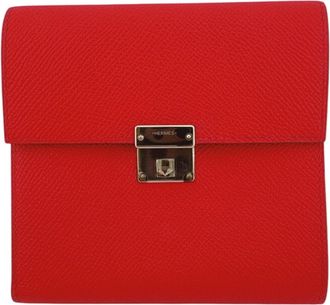 Herm&egrave;s Pink Epsom Leather Wallet (Tri-Fold) (Pre-Owned)