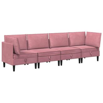 vidaXL Juego De Muebles De Sal&oacute;n Con Coj&iacute;n 4 Pcs Rosa Terciopelo Vidaxl
