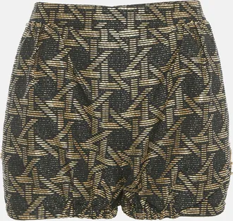 Dsquared2 Black/brown Wicker Woven Jacquard Frayed Detail Shorts