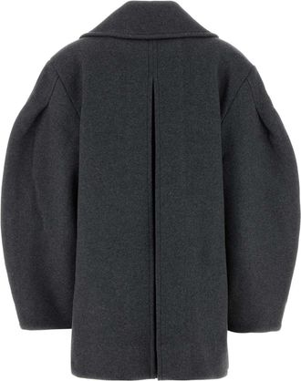 Ganni Womens Coat Gray Recycled Wool Polyester