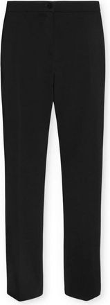 Elena Miro Mannelijk gesneden broek in cady stretch - Dames - Wijde Broeken - Zwart - 2XL - Leer - Broeken