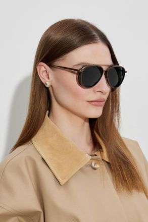 Linda Farrow Cortes Sunglasses, Unisex, Gold