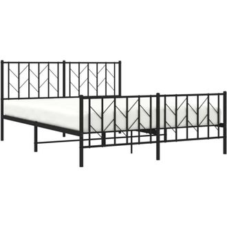 vidaXL Estructura Cama Sin Colch&oacute;n Con Estribo Metal Negro 150x200 Cm Vidaxl