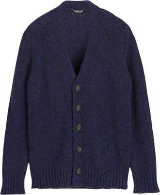 Dondup Boucl&eacute; Cardigan voor Stijlvolle Look - Heren - Vesten - Blauw - S - Truien & Vesten