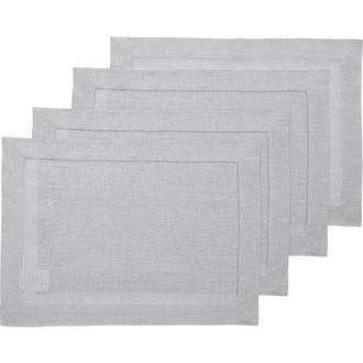 Solino Home Linen Placemats - Classic Hemstitch, 14 x 19 in Soft Grey at Nordstrom, Size Medium