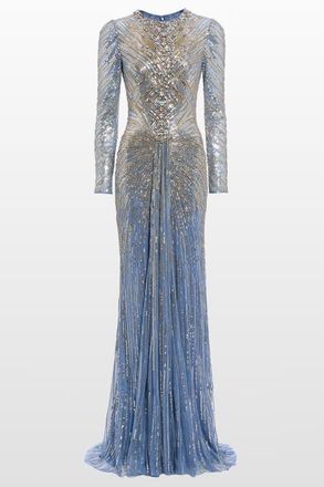 Jenny Packham Wiona Sequin-Embellished Gown in Denim at Nordstrom, Size 6 Uk