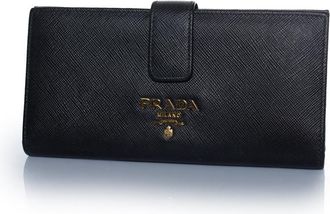 Prada Pre-owned Womens Black saffiano leather wallet - One Size