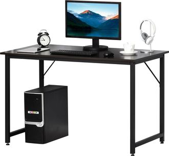 HOMCOM Escritorio Para Hogar Oficina Mesa De Comedor Mesa De Ordenador Mesa De Estudio Con Pies Ajustables Mobiliario Simple De Oficina 120x60x73cm Carga 70k