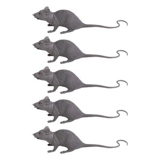 OEM Ratones De Pl&aacute;stico Falsos Para Halloween, 5 Unidades - Gris