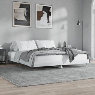 vidaXL Vidaxl - Estructura De Cama,cama Industrial Madera Contrachapada Blanco Brillo 140x200cm