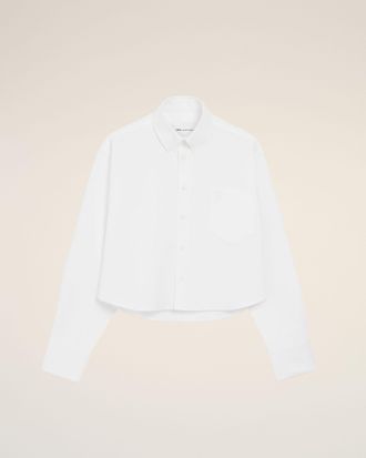 Ami White Cotton Cropped Embossed Ami De Coeur Shirt White - 32 - for Women