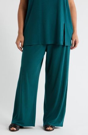 Eileen Fisher Rib Wide Leg Pants in Kelp at Nordstrom, Size 1 X