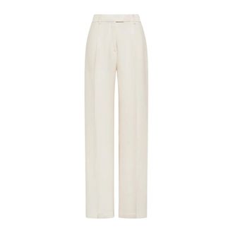 Seventy Wide Trousers, female, White, Size: S Pantalone lungo in viscosa crepe microresca