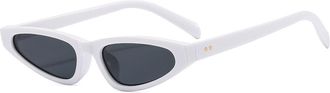 Generic Mens Small Frame Outdoor Sunglasses Commuter Women Driving Vacation Sun Glasses(White)