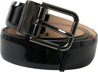 Dolce & Gabbana Zwarte Leren Heren Riem met Metalen Gesp - Heren - Riemen - Zwart - ONE Size - Leer - Accessoires