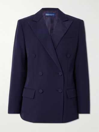 Polo Ralph Lauren Blazer Doppiopetto In Lana Con Finiture In Raso Di Seta Di Gelso - Blu