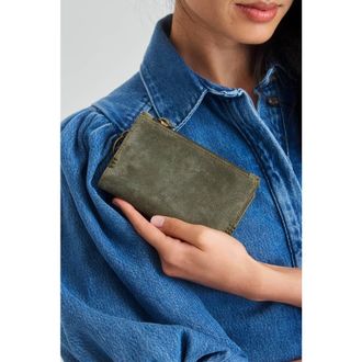 The Sak Encino Leather Card Wallet in Moss Suede at Nordstrom