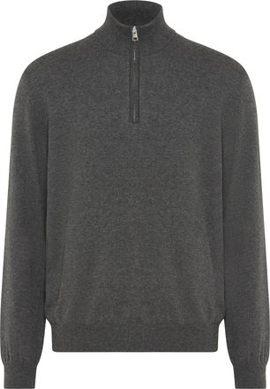 GANT Stehkragenpullover GANT COTTON/WOLL HALF ZIP, Herren, Gr. L, dunkelgrau melange, Strick, Obermaterial: 70% Baumwolle, 30% Wolle, normal, Rippb&uuml;ndchen,