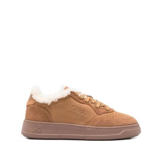 Autry Shearling Sneakers Bruin Ronde Neus Rubber - Dames - Sneakers - Bruin - 38 EU - Su&egrave;de - Schoenen