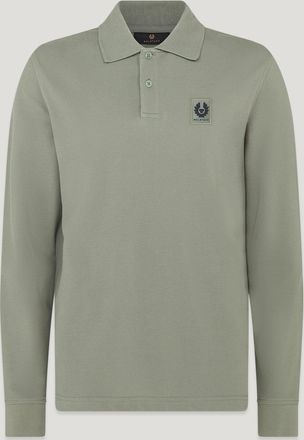 Belstaff Long Sleeved Polo Mens Cotton Pique Sage Green Size 3XL