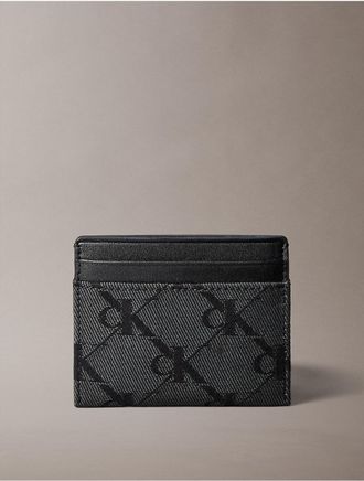 Calvin Klein Womens Monogram Jacquard Card Case - Black