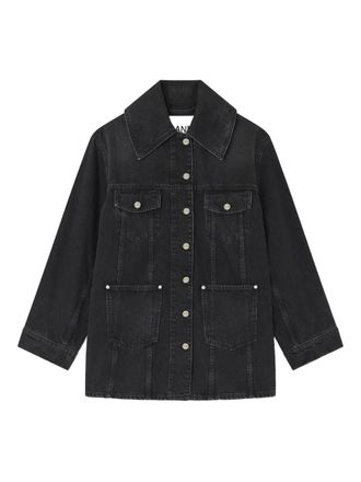 Ganni buttoned denim jacket - women - Organic Cotton/Recycled Cotton - XXS/XS - Black