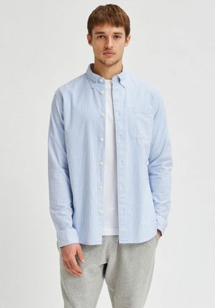 Selected Langarmhemd SELECTED SLHREGRICK-OX SHIRT LS NOOS, Herren, Gr. XXL, N-Gr, blau (sky), Web, Obermaterial: 97% Baumwolle, 3% Elasthan, unifarben, regular