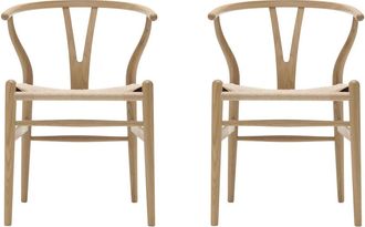 Carl Hansen & S&oslash;n Carl Hansen - CH24 Wishbone Chair, Eiche geseift / Naturgeflecht (2er-Set)
