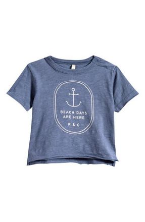 Rylee + Cru Kids Graphic Raw Edge Beach Days T-Shirt in Marine at Nordstrom, Size 18-24M