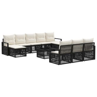 vidaXL Conjunto De Sof&aacute;s De Jard&iacute;n 11 Pcs Negro Rat&aacute;n Sint&eacute;tico Vidaxl