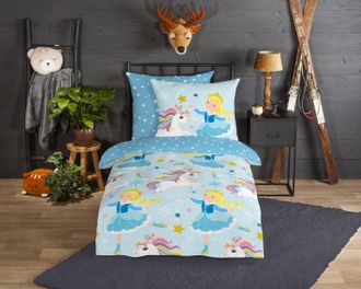 Good Morning Kinderbettwäsche »Iceprincess« 2 Stk. tlg. Biber, 135x200, Warm, Weich, Wende, Reissverschluss, Mädchen, Einhorn