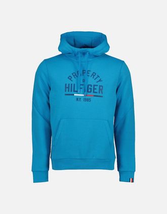 Tommy Hilfiger Mens Logo Print Hooded Sweatshirt - Navy - Size: 36