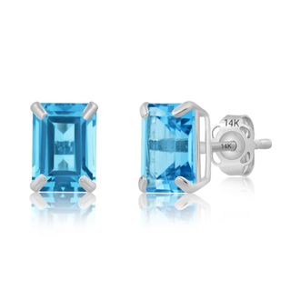 MAX + STONE 14k Yellow or White Gold Solitaire 7x5mm Gemstone Stud Earrings