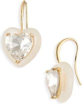 BaubleBar Love Set in Stone Heart Drop Earrings in White at Nordstrom Rack