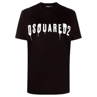Dsquared2 Womens Dripping Spray Logo Black T-shirt Cotton - Size X-Small