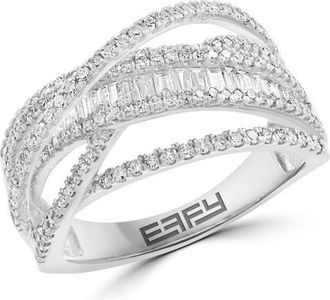 Effy 14K White Gold Diamond Openwork Crossover Ring in 14K Gold at Nordstrom, Size 7