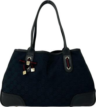 Gucci Black Canvas Leather Handbag Tote Bag (Pre-Owned)