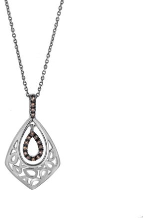 LuvMyJewelry Soraya Sterling Silver 0.08 Ct Diamond Teardrop Pendant