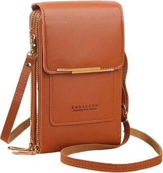 Generic Buylor Anti-Theft Leather Bag,Travel Sling Bag Crossbody Bags for Women,Touch Screen Leather Phone Case (Brown,One-size)