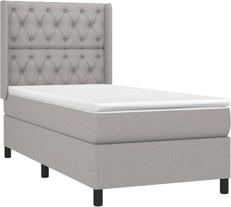 vidaXL Cama Box Spring Colch&oacute;n Y Luces Led Tela Gris Claro 80x200 Cm Vidaxl